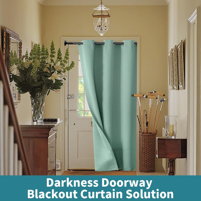 BGment Bression Frosty Green Door Stain 80 inch الطول للدخول إلى غرفة نوم الخزانة الستار الخصوصية الحرارية معزولة معزولة الغرفة المقسم لفصل الغرفة 1 لوحة 42 بوصة واسعة - Image 5