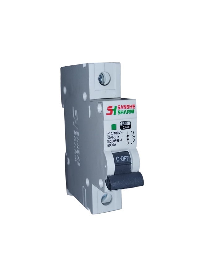 Sanshe sharm circuit breaker Single  40Amp - 230/400 Volt - 50/60 Hz - IEC60898-1 - Sanchi Sharm Original - Image 1