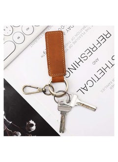 Excefore 2pcs Leather Key Chain Holders, Double Ring Retro Car Key Keychain Universal Key Fob Keychain Leather Keyring Key Fob Hanging Ornament Leather Key Ring Key Pouch Key Clip for Men Women  - Image 2