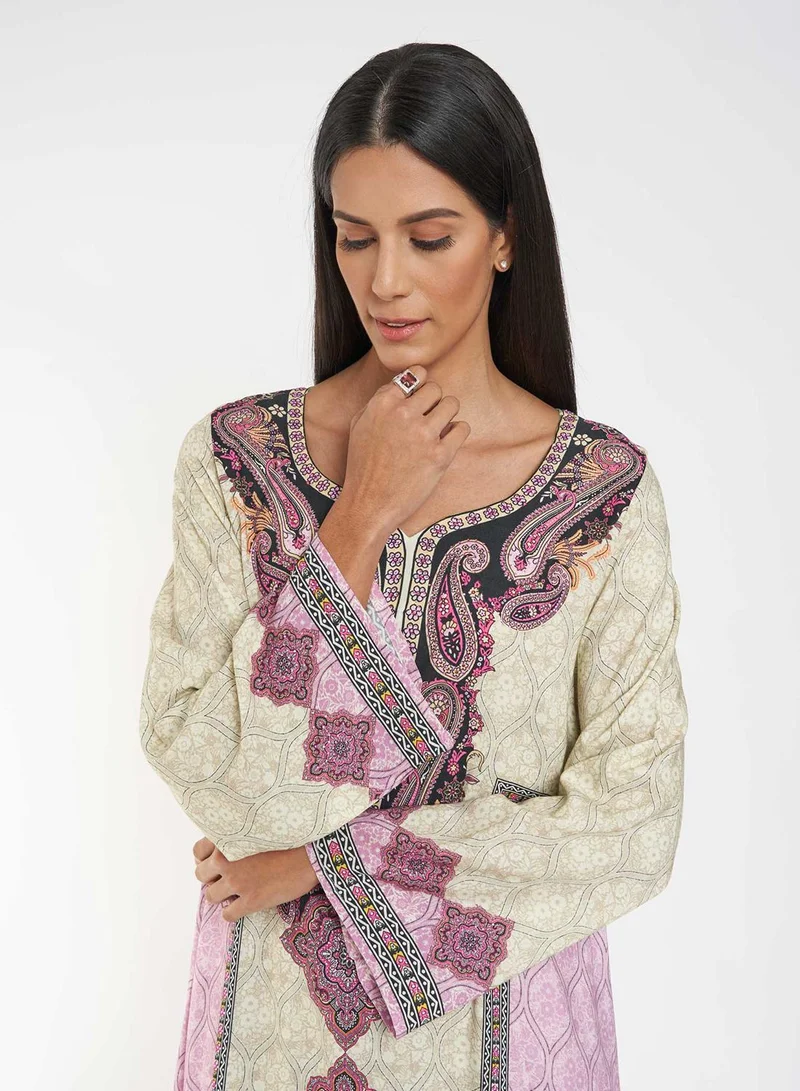 KASHKHA Placement Digital Printed Jalabiya