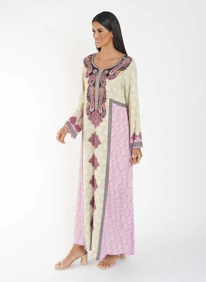 KASHKHA Placement Digital Printed Jalabiya