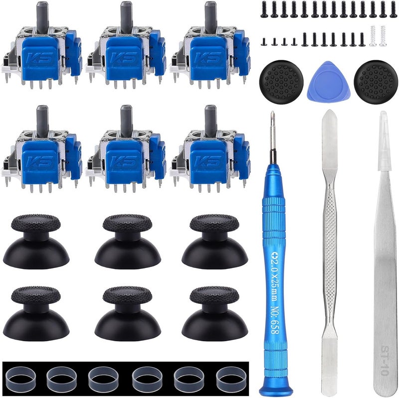 Ikpek 6 Pack Joysticks for DualSense PS5 TMR Electromagnetic Joystick Replacement for Sony PlayStation 5 PS5 Controller Anti-Drift Sticks with Repair Accessories Parts - Image 1
