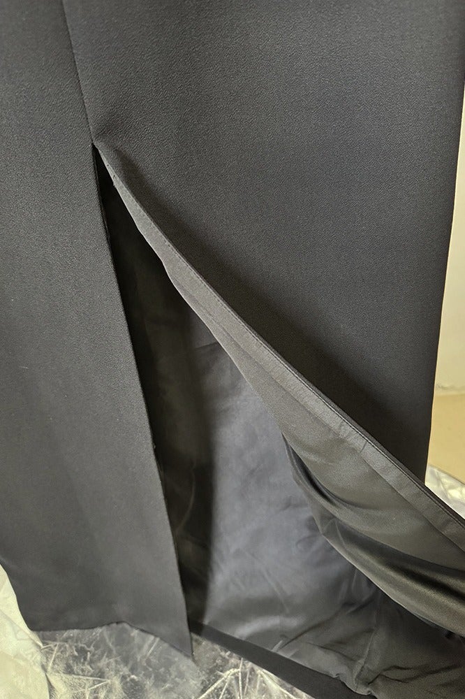 إسكدنيا النساء الأكمام الطويلة الراينست حبات ديكور ماكسي فستان فستان أسود - Image 5