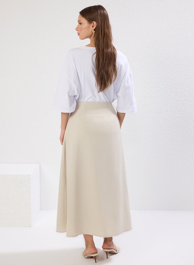 trendyol Stone Pleat Detailed Woven Skirt - Image 4