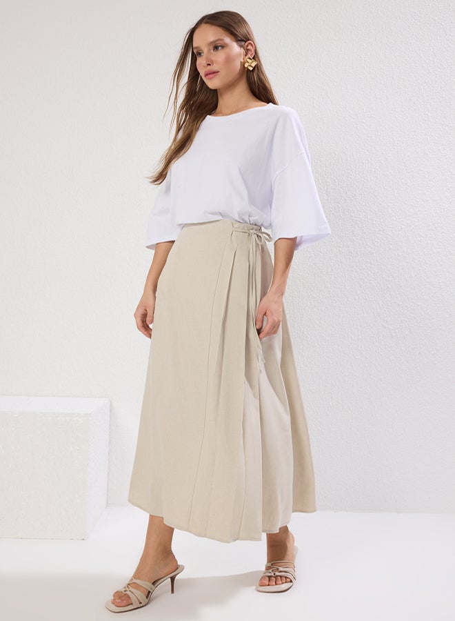 trendyol Stone Pleat Detailed Woven Skirt - Image 1