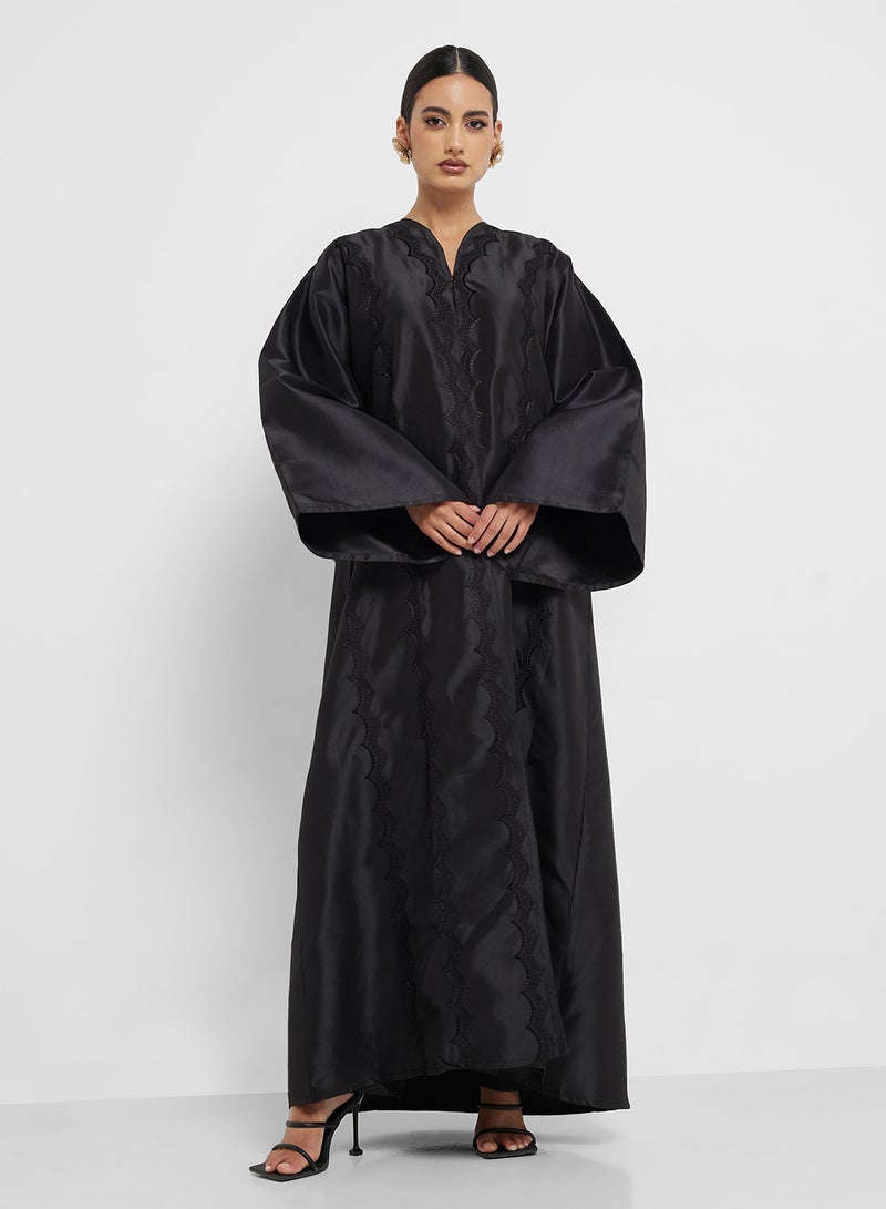hayas closet Lace Detailed Flared Sleeve Abaya  - Image 5