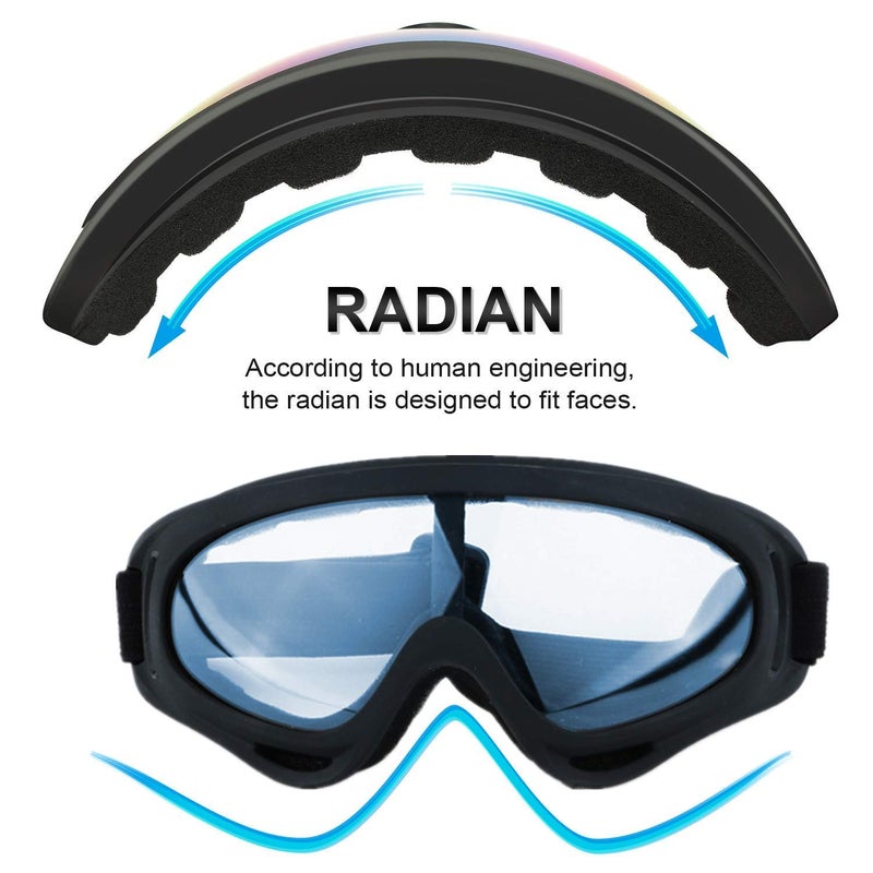 LJDJ Ski Goggles, Pack of 4 - Snowboard Adjustable UV 400 Protective Motorcycle Goggles Outdoor Sports Tactical Glasses Dust-Proof Combat Military Sunglasses for Kids, Boys, Girls, Youth, Men, Women - Image 2