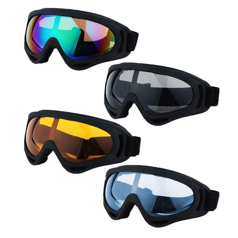 LJDJ Ski Goggles, Pack of 4 - Snowboard Adjustable UV 400 Protective Motorcycle Goggles Outdoor Sports Tactical Glasses Dust-Proof Combat Military Sunglasses for Kids, Boys, Girls, Youth, Men, Women - Image 1