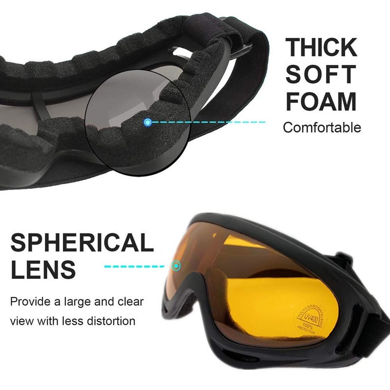 LJDJ Ski Goggles, Pack of 4 - Snowboard Adjustable UV 400 Protective Motorcycle Goggles Outdoor Sports Tactical Glasses Dust-Proof Combat Military Sunglasses for Kids, Boys, Girls, Youth, Men, Women - Image 4