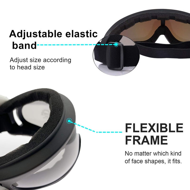 LJDJ Ski Goggles, Pack of 4 - Snowboard Adjustable UV 400 Protective Motorcycle Goggles Outdoor Sports Tactical Glasses Dust-Proof Combat Military Sunglasses for Kids, Boys, Girls, Youth, Men, Women - Image 5