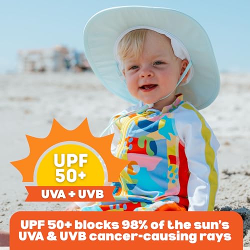 SwimZip Wide Brim Sun Hat | UPF 50+ Protection for Baby, Toddler, and Kids Mint Green - Image 4