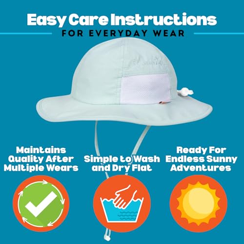 SwimZip Wide Brim Sun Hat | UPF 50+ Protection for Baby, Toddler, and Kids Mint Green - Image 5