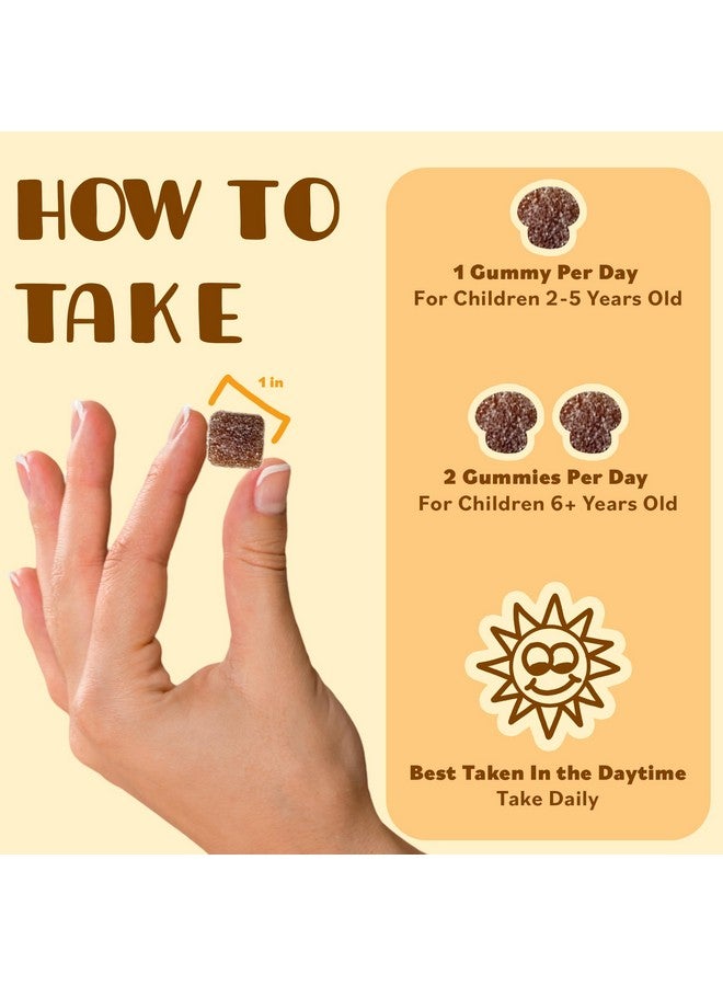 Mini Mushy's Organic Everyday Support Gummies | Turkey Tail, Reishi, Lions Mane, Cordyceps Mushrooms | for Kids Aged 2+ Natural Color, Allergy Friendly, Low Sugar | Strawberry Flavor - 30 Count - Image 2