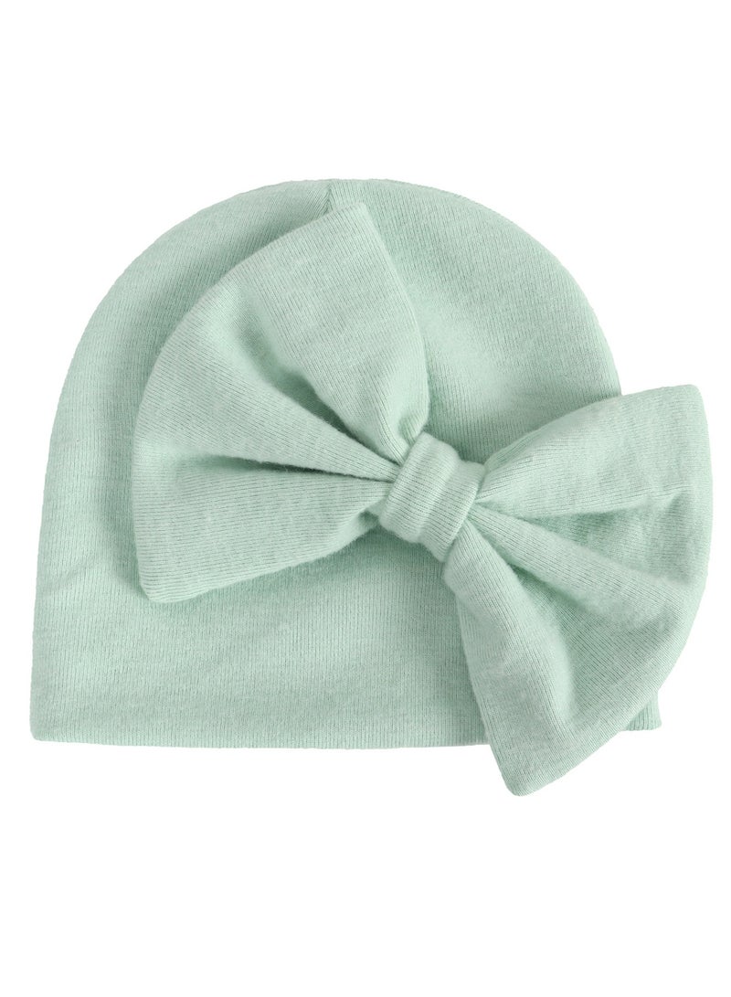 Newborn Bowtie Pullover Hat Green  - Image 2