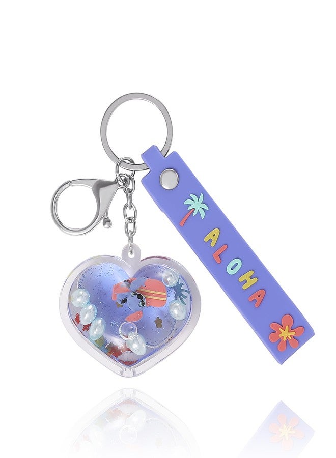 SALLY ROSE Stitch Liquid Keychain - Official Disney Heart Bag Charm with Wristlet Strap for Backpacks & Purses - Image 1