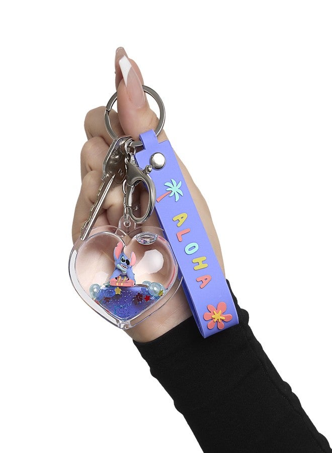 SALLY ROSE Stitch Liquid Keychain - Official Disney Heart Bag Charm with Wristlet Strap for Backpacks & Purses - Image 3