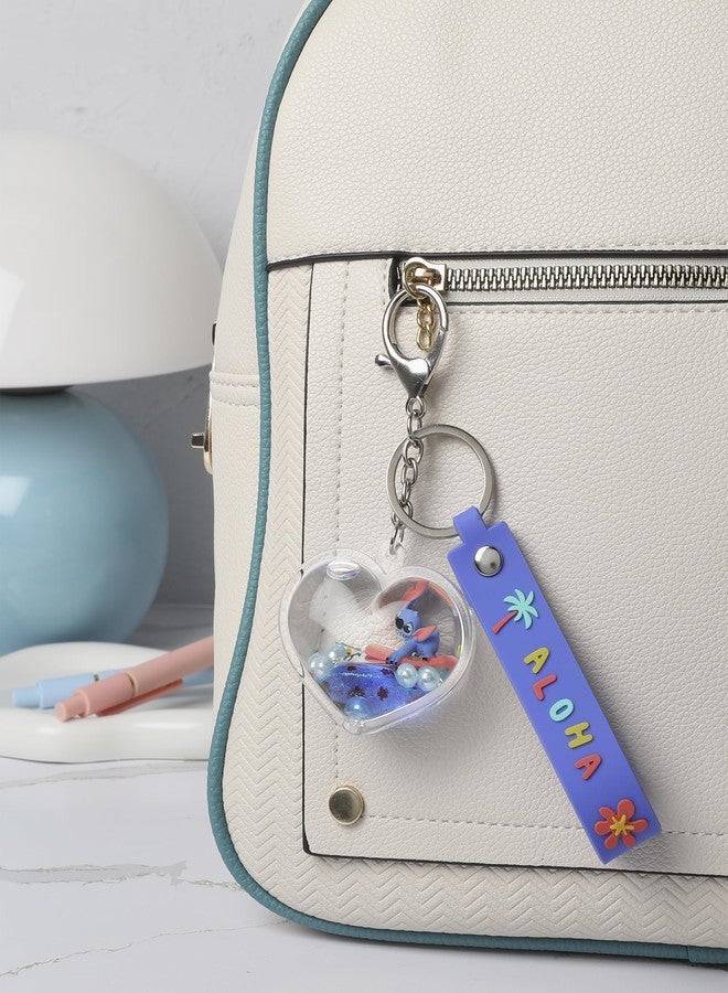 SALLY ROSE Stitch Liquid Keychain - Official Disney Heart Bag Charm with Wristlet Strap for Backpacks & Purses - Image 2