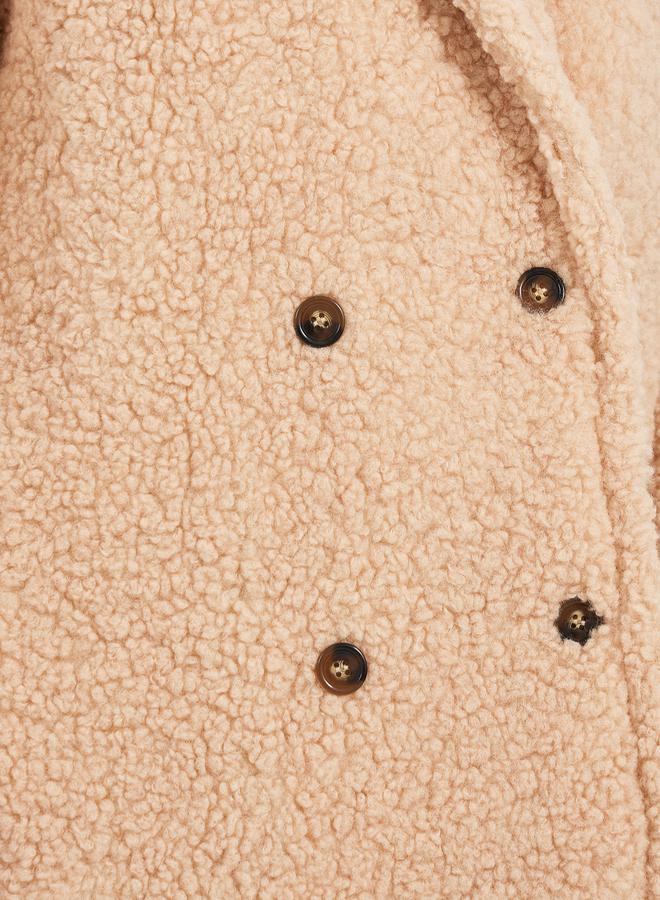Styli Oversized Midi Length Double Breasted Faux Fur Coat - Image 5