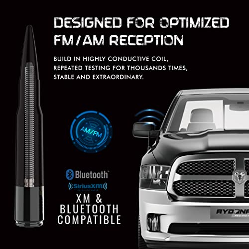 RYDONAIR Short Antenna Compatible with Dodge RAM 1500 2500 3500 & Ford F150 F250 F350 Super Duty 1990+, Internal Copper Coil for Enhanced Reception, Car Wash Proof, 50 Cal ABS Antenna Replacement - Image 2