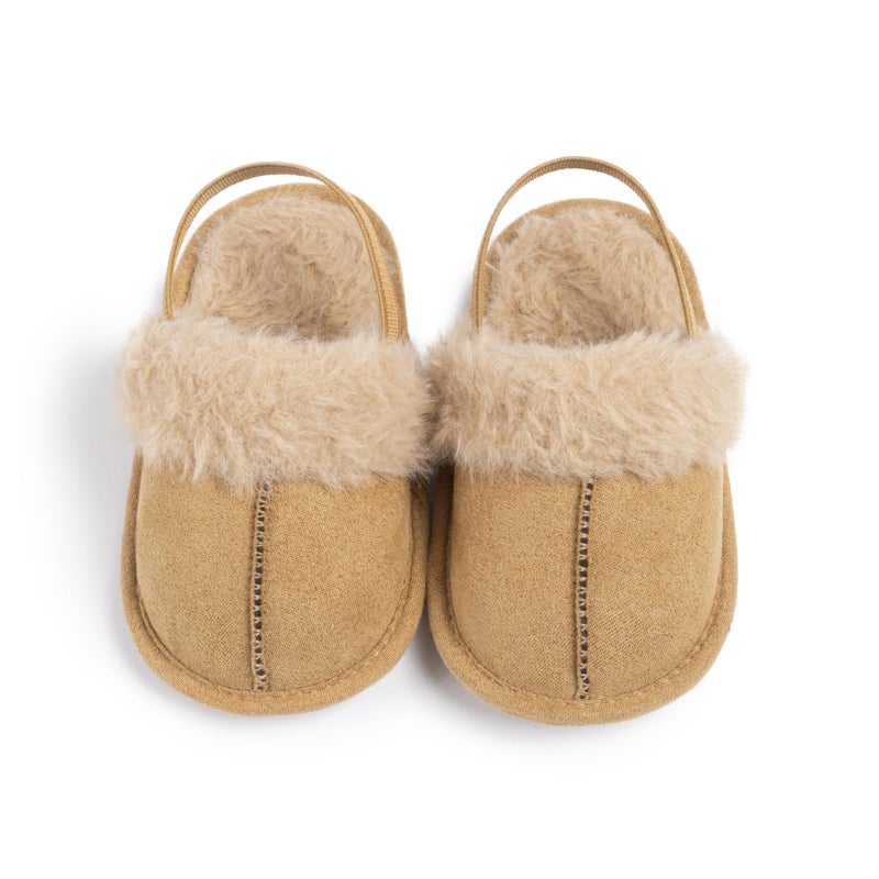 Kutterild Toddler Baby Boys Girls Slippers Cozy Fleece Booties Infant Soft Warm Socks Princess Flats Newborn Crib Shoes (Yellow, 0_months-6_months) - Image 1
