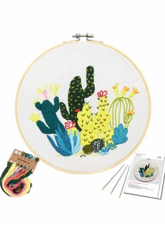 Y&D Embroidery Starter Kit, Beginners Cross Stitch Kit with Cactus Pattern and Instructions, Complete for Adults, Suitable Hobbyists, Plants Flowers  - Image 1