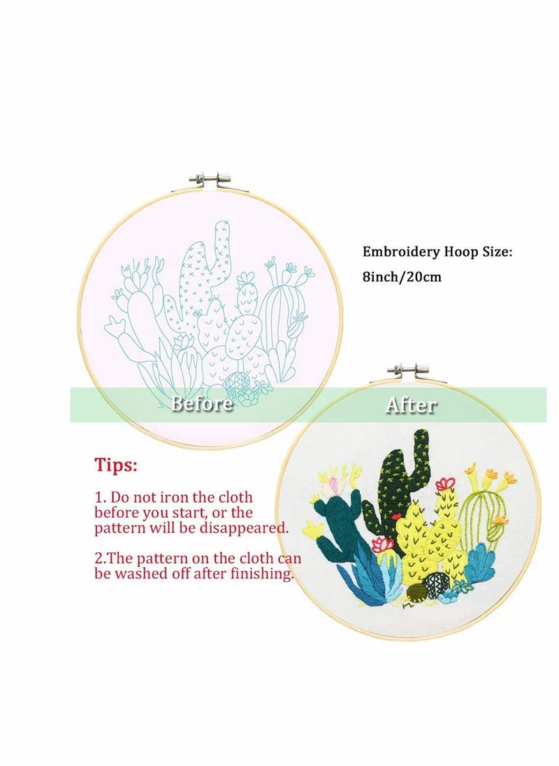 Y&D - Embroidery Starter Kit, Beginners Cross Stitch Kit with Cactus Pattern and Instructions, Complete for Adults, Suitable Hobbyists, Plants Flowers - Image 1