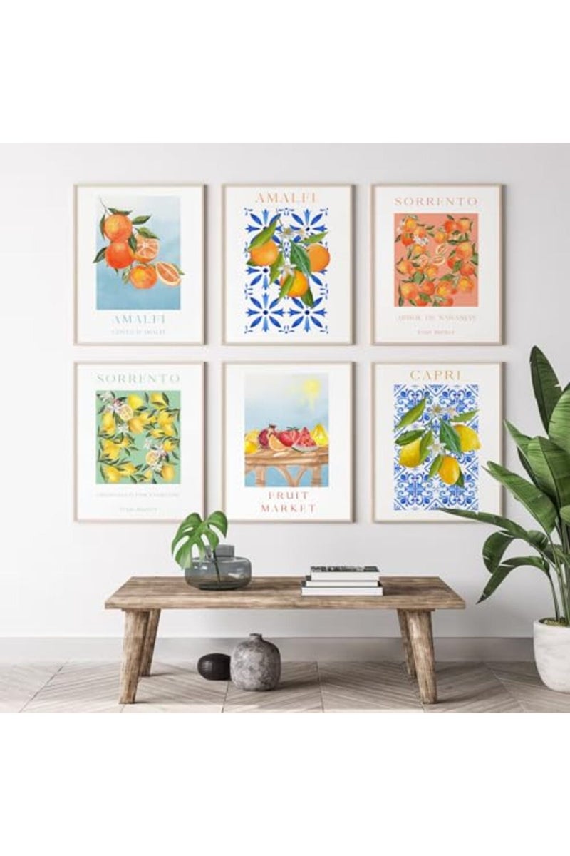 Baccone Fruit Wall Art Kitchen Artwork Wall Decor Fruit Prints Colorful Lemon Canvas Wall Art Vintage Pictures Fruit Market Poster Lemon Orange Prints Set of 6 for Room Bedroom 12x16 Inch Unframed - Image 5