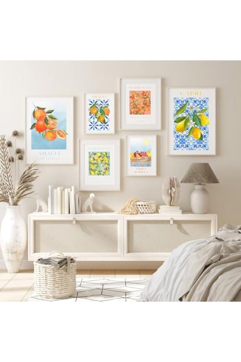 Baccone Fruit Wall Art Kitchen Artwork Wall Decor Fruit Prints Colorful Lemon Canvas Wall Art Vintage Pictures Fruit Market Poster Lemon Orange Prints Set of 6 for Room Bedroom 12x16 Inch Unframed - Image 3
