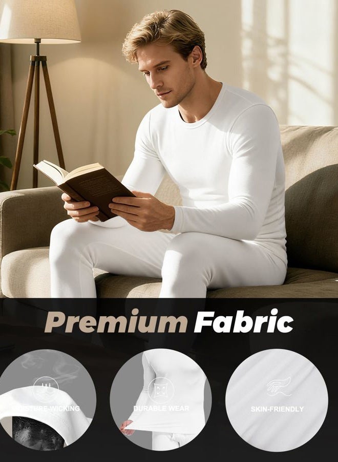 WEERTI Thermal Underwear for Men Long Johns with Fleece Lined Base Layer Men Cold Weather Top Bottom, White, XL - Image 5