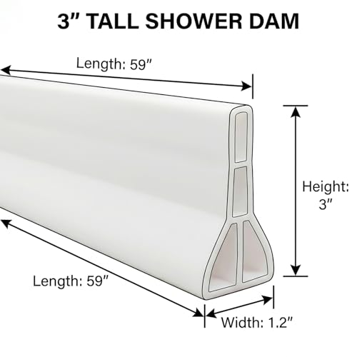 Ynotus 3" High Shower Water Splash Guard 67 Inch Collapsible Shower Threshold Water Dam Barrier Shower Dam Water Stopper To Keep Water In Shower Splash Guard For Walk In Shower Water Guard (5.6Ft） - Image 3