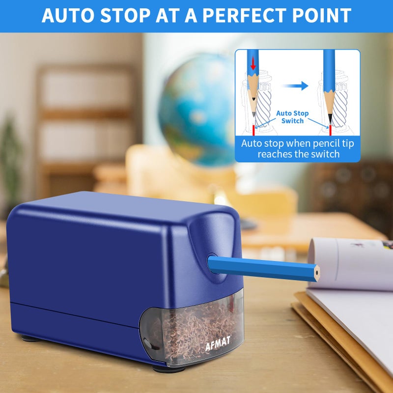 AFMAT Heavy Duty Electric Pencil Sharpener for 6-11mm Colored Pencils, Classroom Pencil Sharpeners for Large Pencils, Auto Stop Pencil Sharpener Plug in, Fast Sharpen in 3s, Sharp Point, PSX3 - Image 3