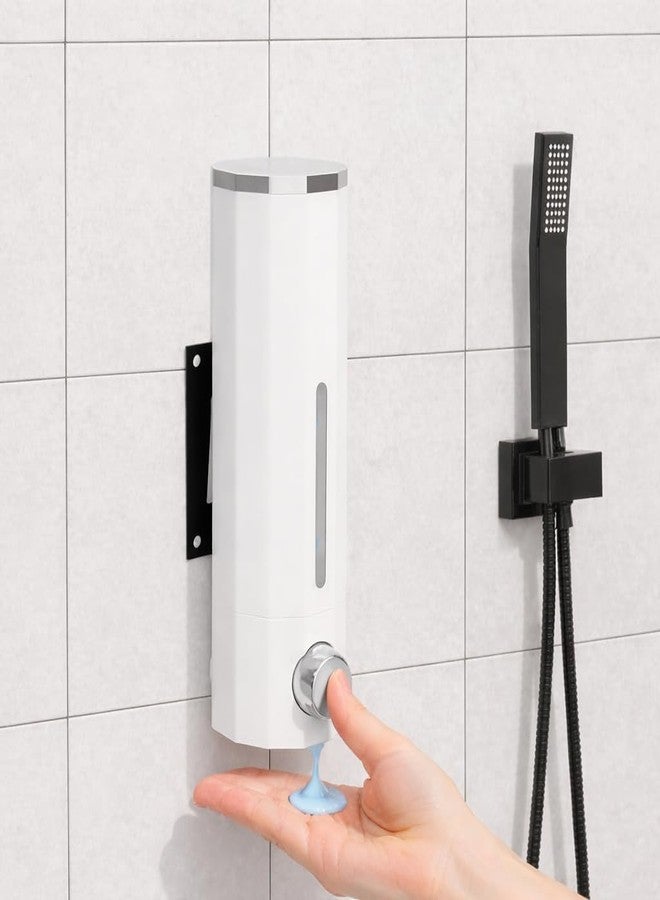 لينير موزع صابون سائل، شامبو، بلسم، غسول لليدين، جل، معقم، مثبت على الحائط، من مادة ABS (500 مل، عبوة من قطعة واحدة) (أبيض) - Image 1