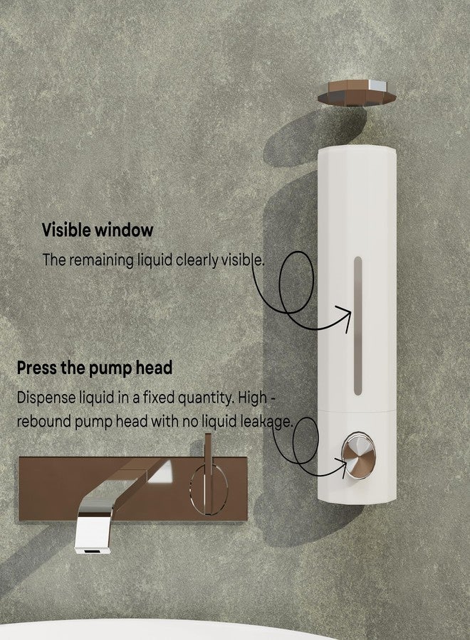 لينير موزع صابون سائل، شامبو، بلسم، غسول لليدين، جل، معقم، مثبت على الحائط، من مادة ABS (500 مل، عبوة من قطعة واحدة) (أبيض) - Image 3