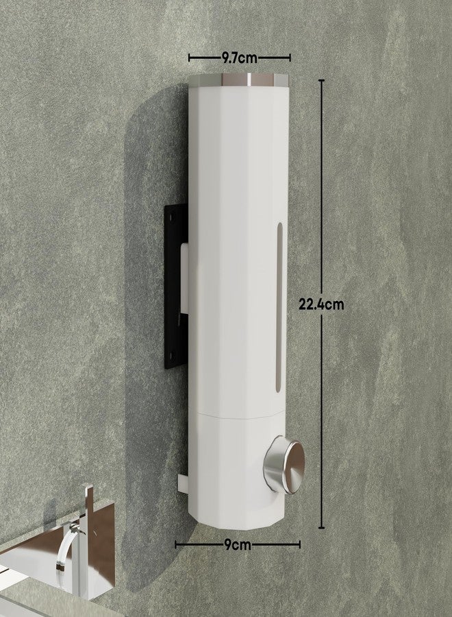 لينير موزع صابون سائل، شامبو، بلسم، غسول لليدين، جل، معقم، مثبت على الحائط، من مادة ABS (500 مل، عبوة من قطعة واحدة) (أبيض) - Image 4