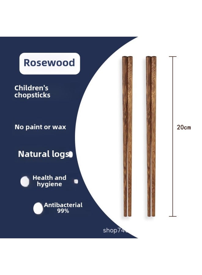 Children's Chopsticks Log Chopsticks Baby's Special Short Chopsticks Chicken Wing Wood Red Sandalwood Chopsticks Training Chopsticks No Paint No Wax-Color:Red Sandalwood -20cm ]  - Image 1
