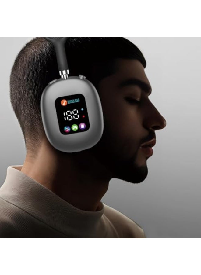 Arabest Over Head Headphones Wireless Bluetooth Earphones with LED Digital Display, Lightweight Headset, Deep Bass for Home Office Cellphone PC Ect（Black） - Image 2