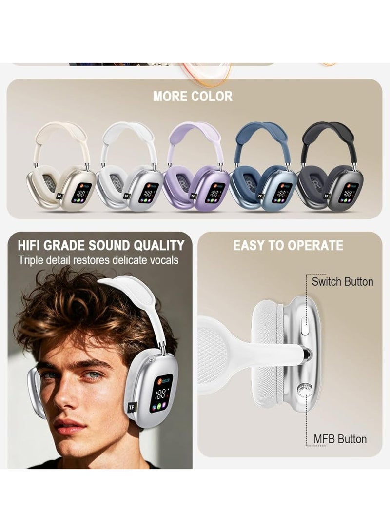 Arabest Over Head Headphones Wireless Bluetooth Earphones with LED Digital Display, Lightweight Headset, Deep Bass for Home Office Cellphone PC Ect（Black） - Image 3