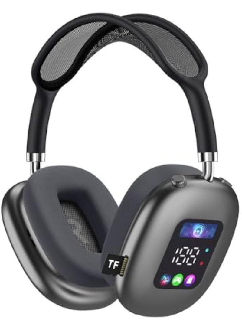 Arabest Over Head Headphones Wireless Bluetooth Earphones with LED Digital Display, Lightweight Headset, Deep Bass for Home Office Cellphone PC Ect（Black） - Image 1