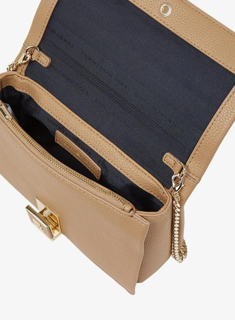 Tommy Hilfiger beige TH Monogram Chain Strap Crossbody Bag for Women | Best Price UAE