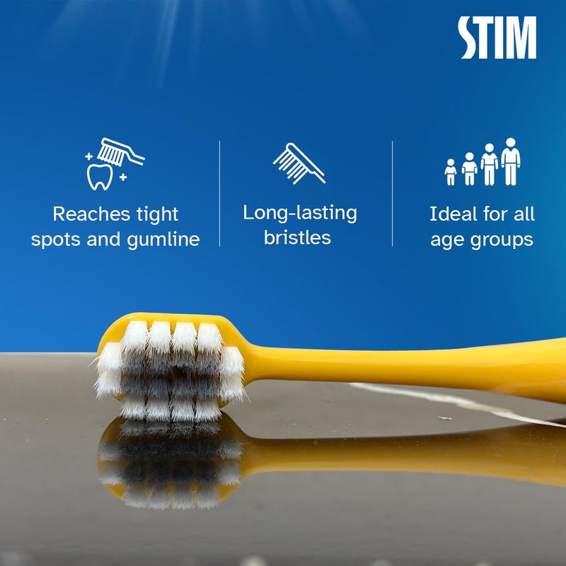 STIM فرشاة أسنان بلس | أكثر من 4,500 شعيرات فائقة النعومة | أطراف مدببة للأسنان الحساسة | لطيفة على اللثة والمينا | للبالغين | ألوان مختلطة | فرشاة أسنان + فرشاة بين الأسنان (عبوة من 2) - Image 4