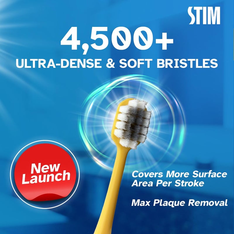 STIM فرشاة أسنان بلس | أكثر من 4,500 شعيرات فائقة النعومة | أطراف مدببة للأسنان الحساسة | لطيفة على اللثة والمينا | للبالغين | ألوان مختلطة | فرشاة أسنان + فرشاة بين الأسنان (عبوة من 2) - Image 3