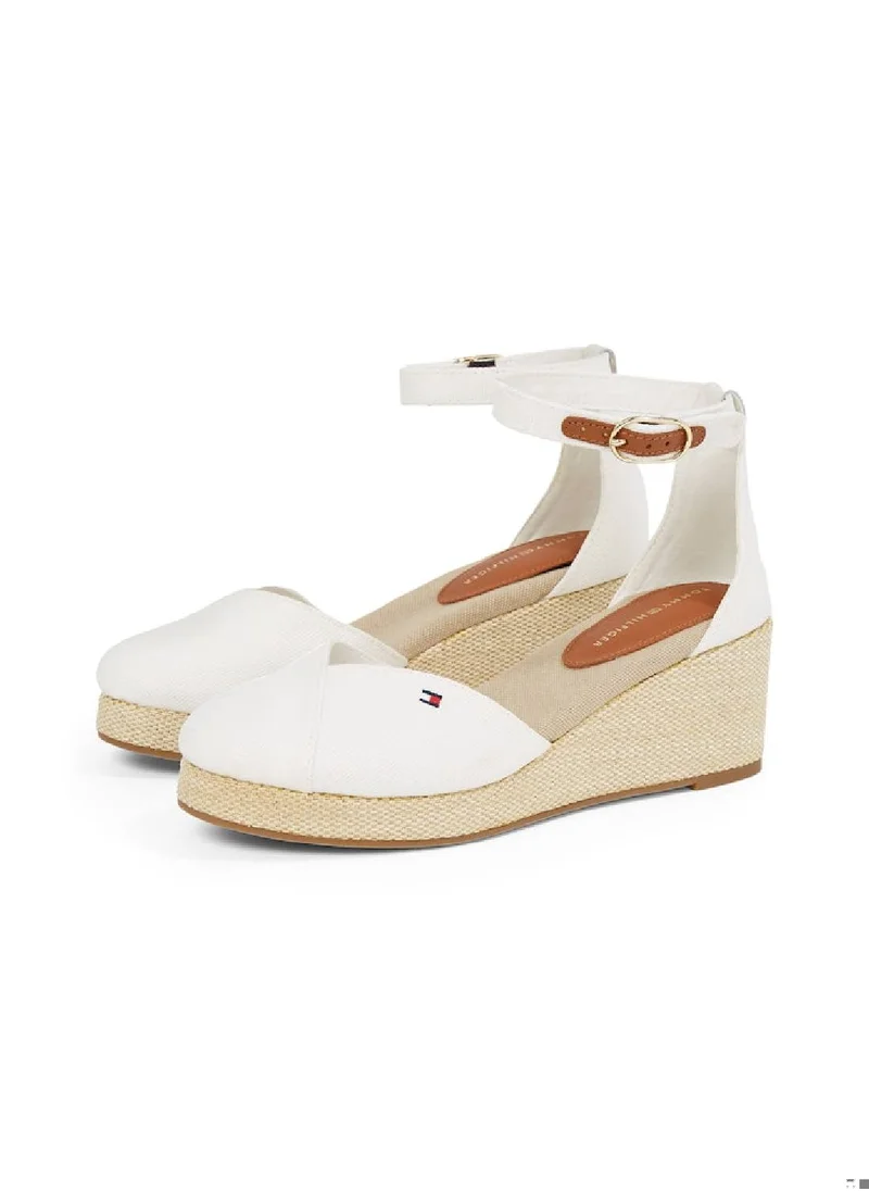 TOMMY HILFIGER Women's Canvas Espadrille Wedge Sandals - Cotton, White