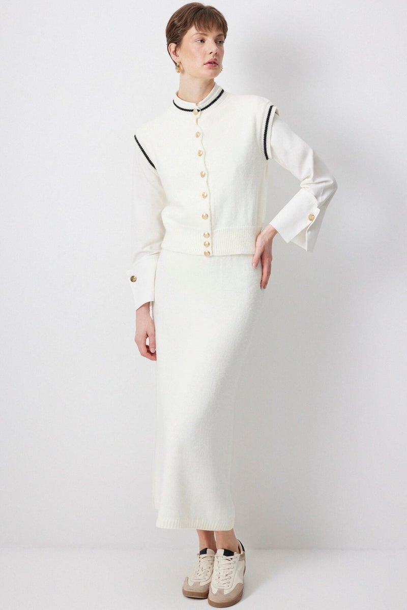 Touche Vest Skirt Knitwear Set - Image 2