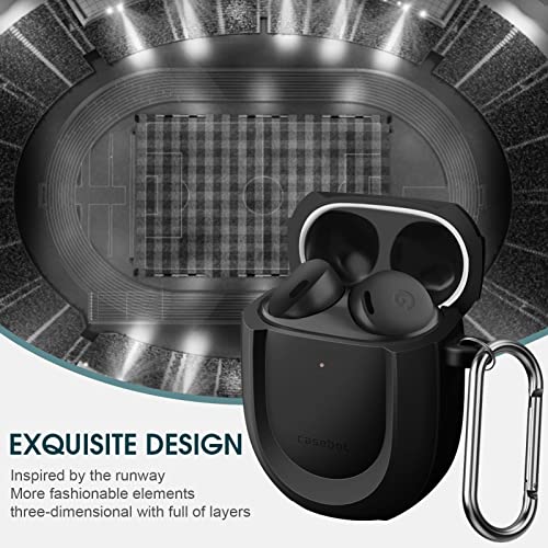 CaseBot Case Cover for Google Pixel Buds Pro 2 (2024) / Google Pixel Buds Pro (2022), Rugged Shield Protective Skin [Front LED Visible], Black - Image 5