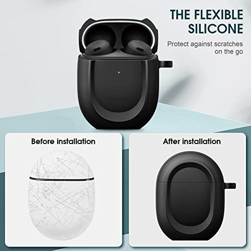 CaseBot Case Cover for Google Pixel Buds Pro 2 (2024) / Google Pixel Buds Pro (2022), Rugged Shield Protective Skin [Front LED Visible], Black - Image 4
