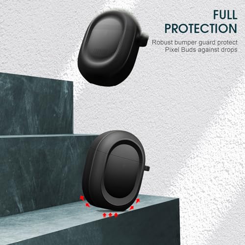 CaseBot Case Cover for Google Pixel Buds Pro 2 (2024) / Google Pixel Buds Pro (2022), Rugged Shield Protective Skin [Front LED Visible], Black - Image 3