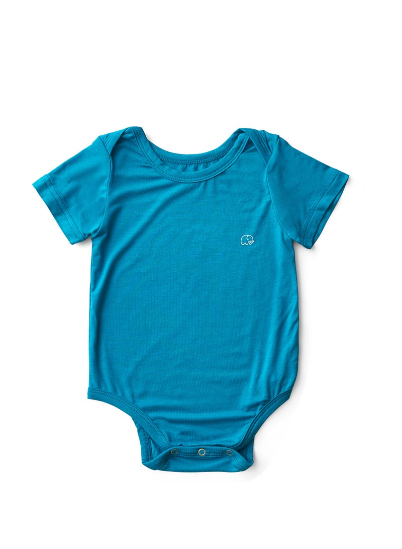 Anvi Baby Organic Bamboo Spandex Bodysuit- Blue 3 to 6 months  - Image 1