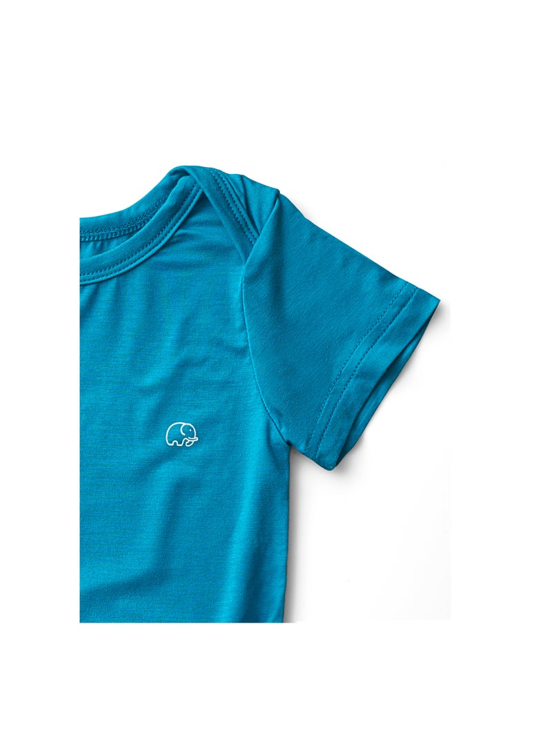 Anvi Baby Organic Bamboo Spandex Bodysuit- Blue 3 to 6 months  - Image 2