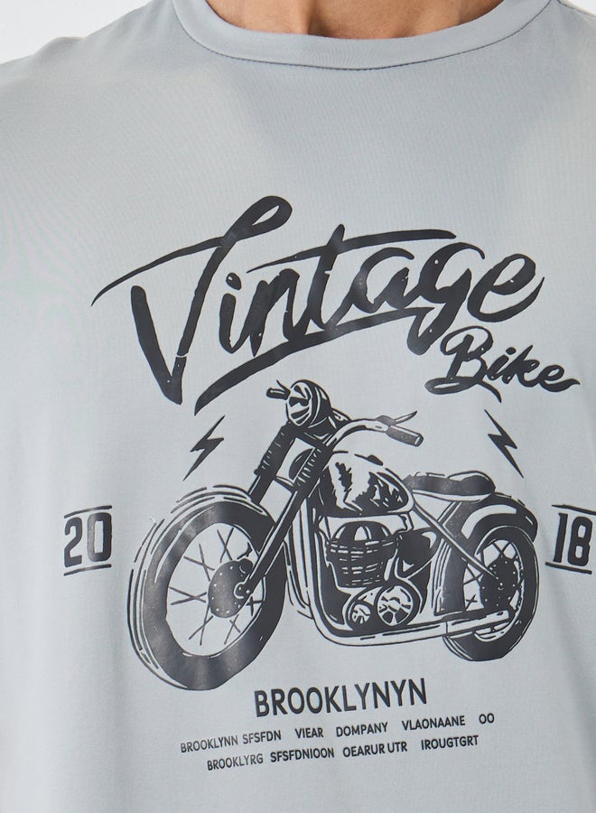 تايك تو تي شيرت بطباعة جرافيك بياقة مستديرة وقصة عادية