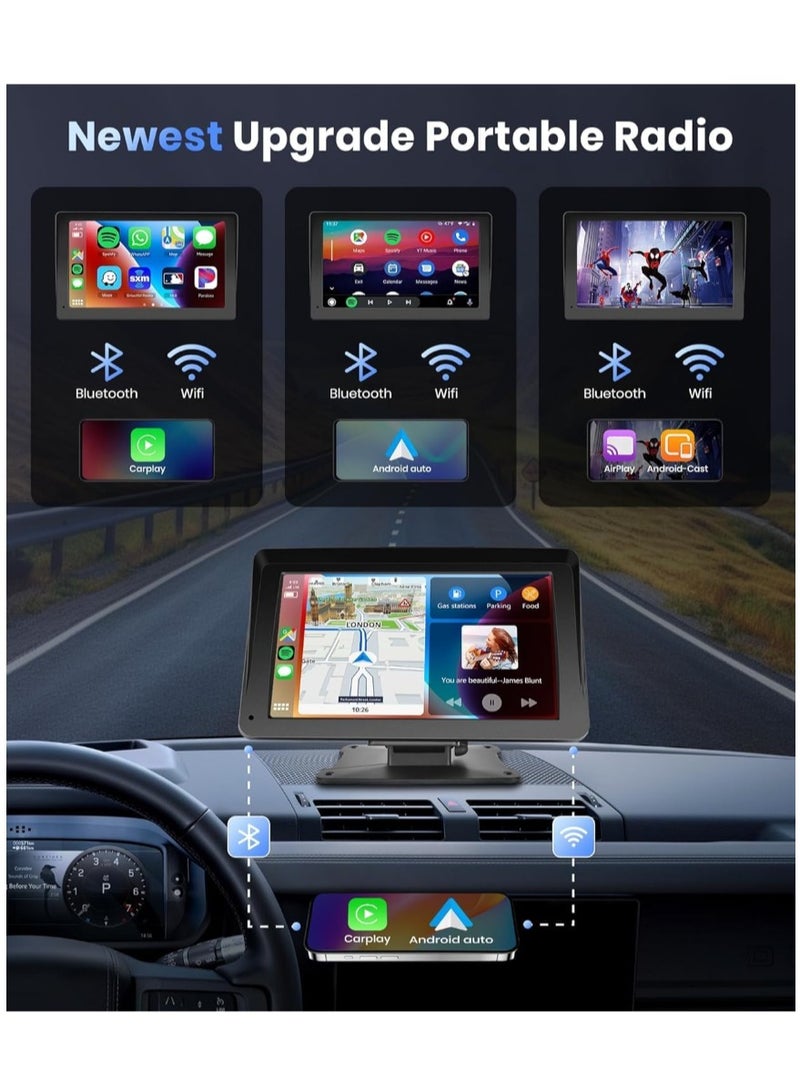 ايناوو ستيريو سيارة محمول لاسلكي Carplay Android Auto، راديو سيارة بشاشة لمس 7 بوصة مع بلوتوث حر اليدين/مرآة الارتباط/خرائط الملاحة/التحكم الصوتي/بطاقة TF/AUX، للسيارات والشاحنات وسيارات الدفع الرباعي - Image 3
